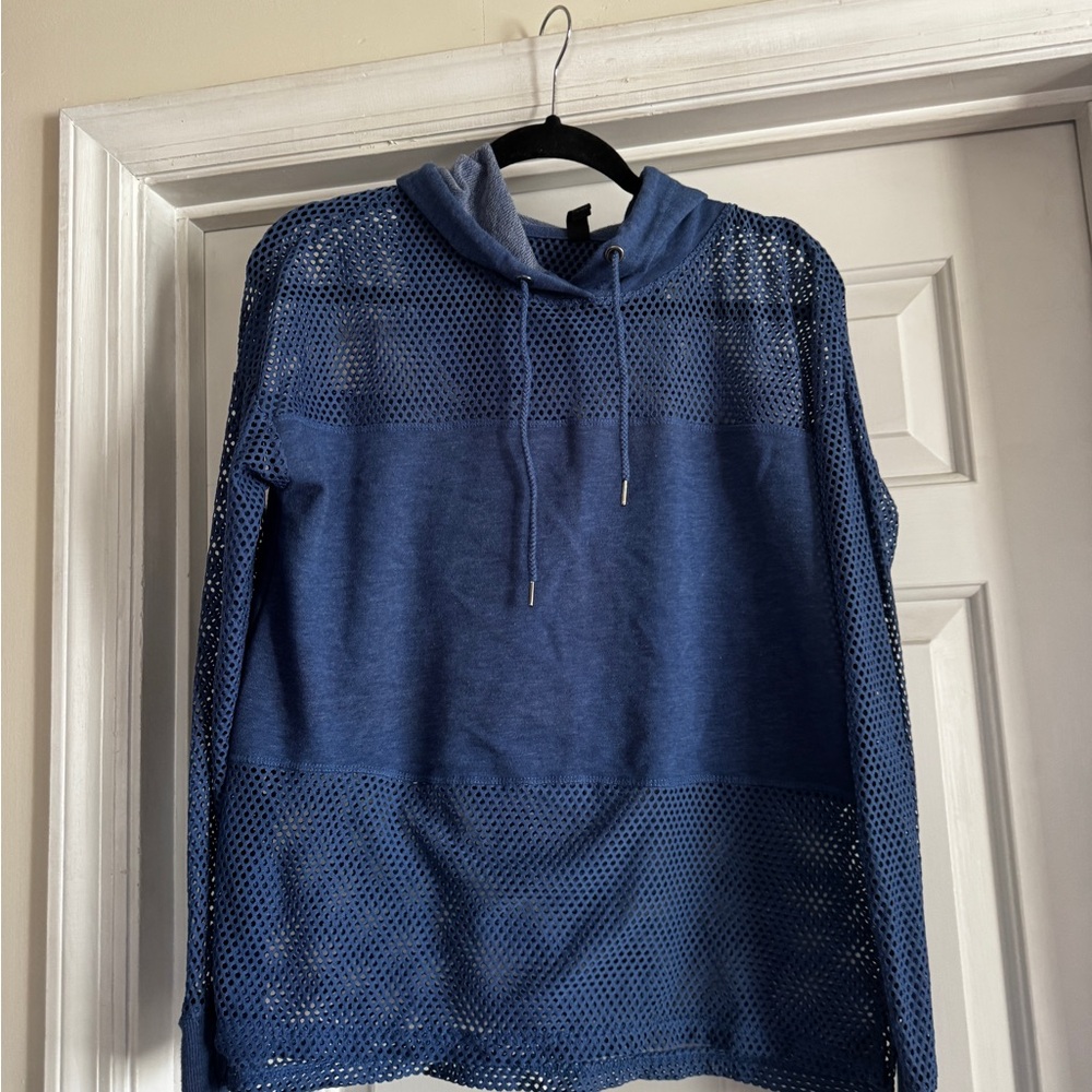 Cotton On Navy Blue Mesh Panel Hoodie Sweatshirt